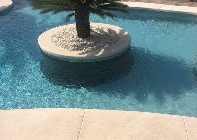 PISCINA FORMA RIÑÓN CON GRESITE NEGRO Y GRIS